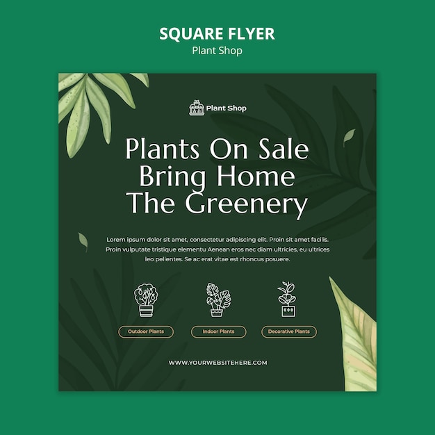 Free PSD flat design plant shop template