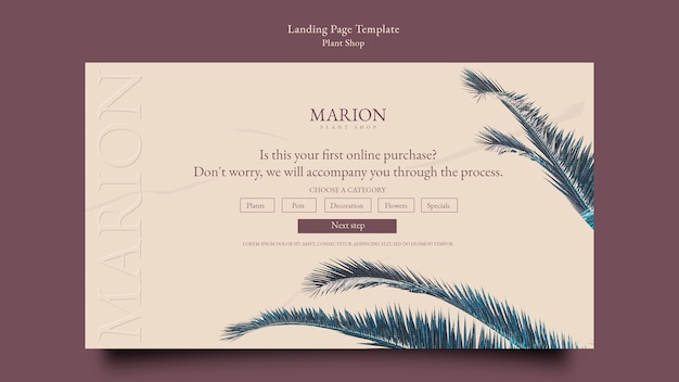 無料PSD フラットなデザインのプラント ショップ テンプレート