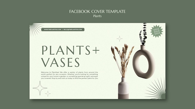 Free PSD flat design plants template