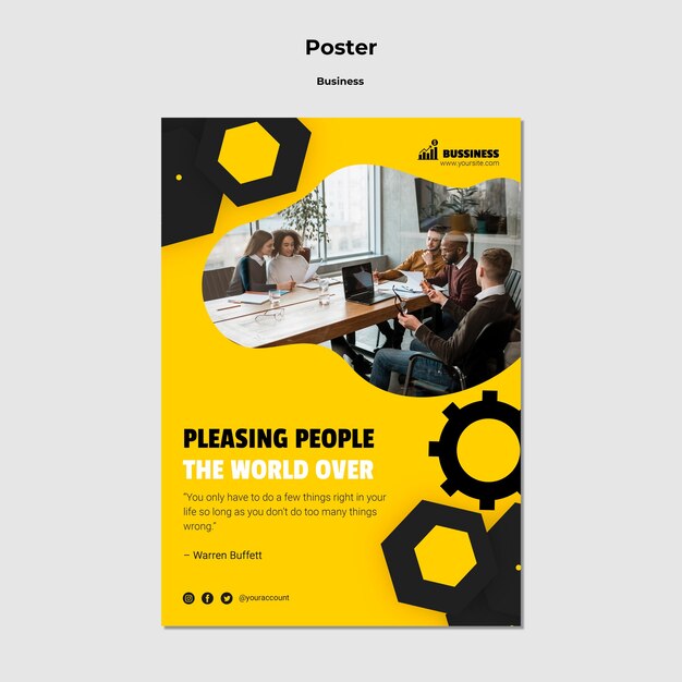 Flat design poster business template