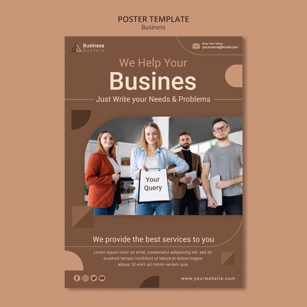 Flat design poster business template