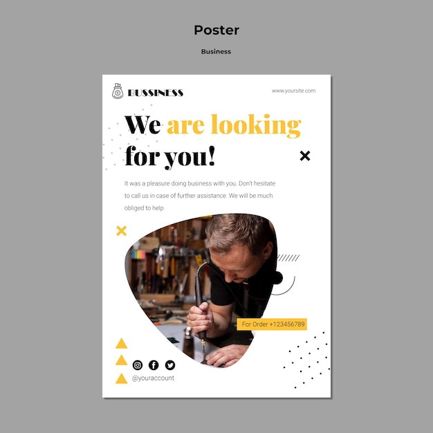 Flat design poster business template