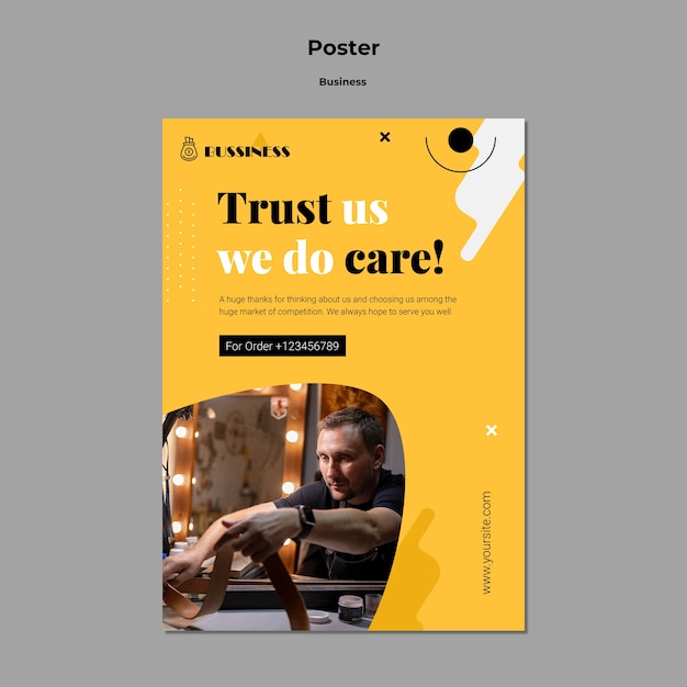 Free PSD flat design poster business template