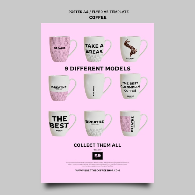 Flat design poster coffee template