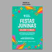 PSD gratuito modello di poster festas juninas design piatto