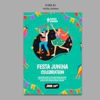 PSD gratuito modello di poster festas juninas design piatto