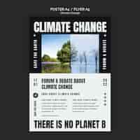 Free PSD flat design poster and flyer climate change template