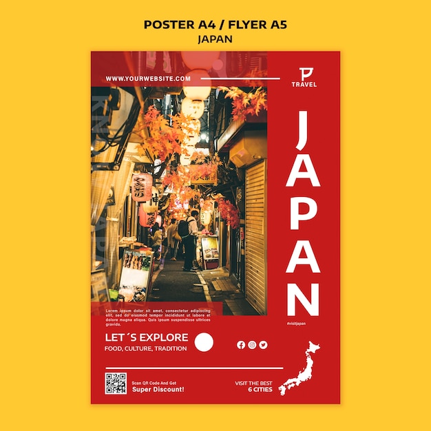 평면 디자인 포스터와 전단지 일본 템플릿