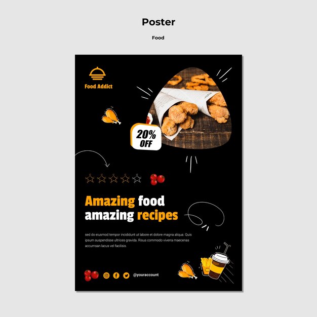 평면 디자인 포스터 음식 템플릿
