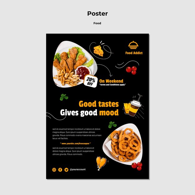 Flat design poster food template