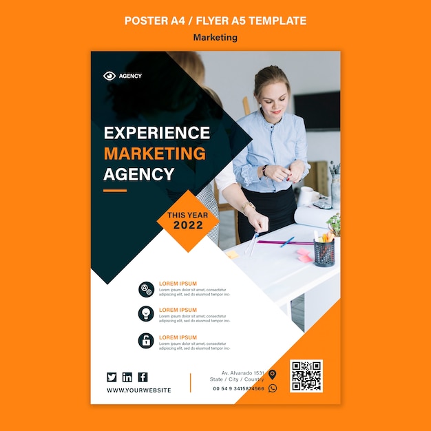 Flat design poster marketing template