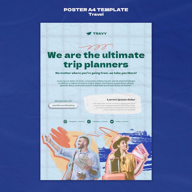 Free PSD flat design poster travel template