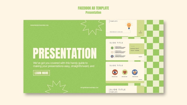 Free PSD flat design presentation slides facebook template