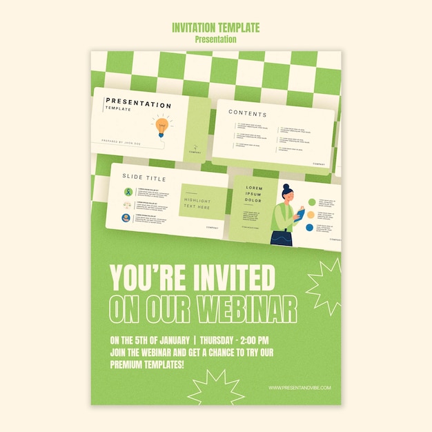 Free PSD flat design presentation slides invitation template