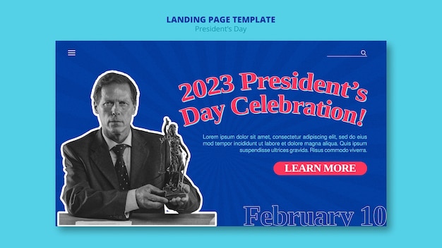 Flat design presidents day landing page