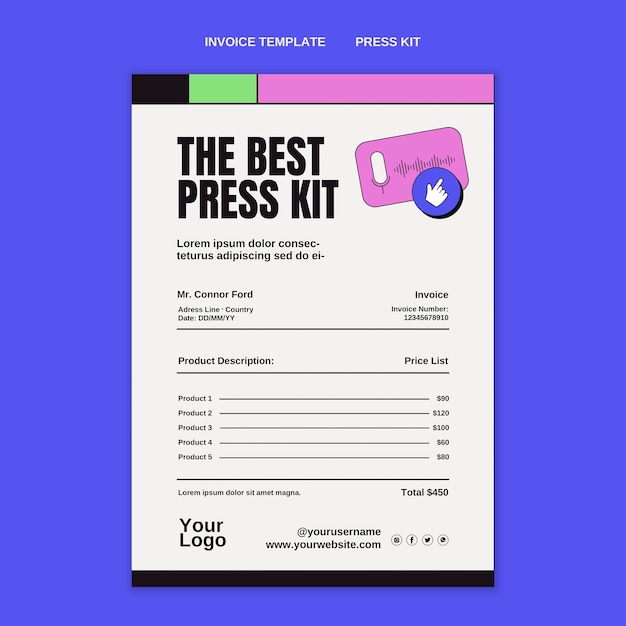 Free PSD flat design press kit template