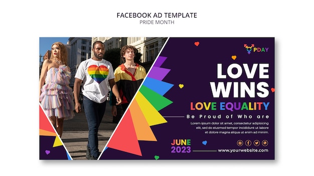 Free PSD flat design pride month facebook template