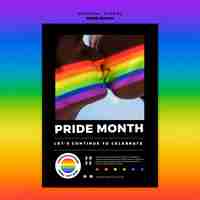 Free PSD flat design pride month poster template