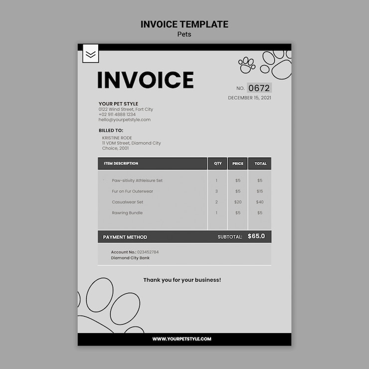 Free PSD flat design product catalog invoice template