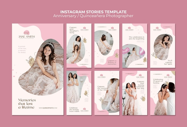 Free PSD flat design quinceanera instagram template