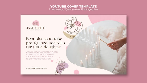 Free PSD flat design quinceanera youtube template