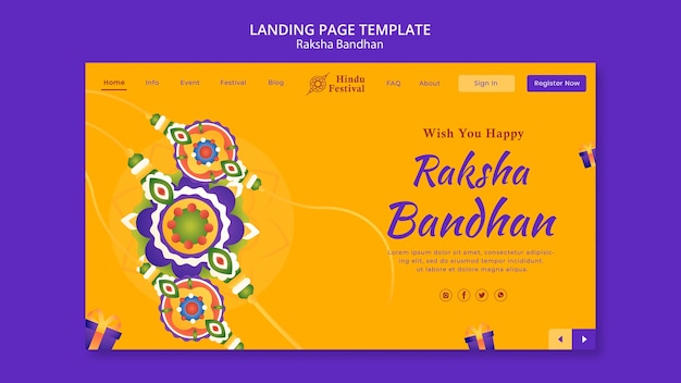 Free PSD flat design raksha bandhan celebration landing page