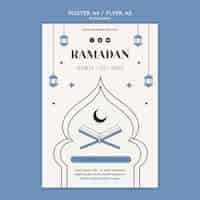 PSD gratuito modello di poster ramadan design piatto