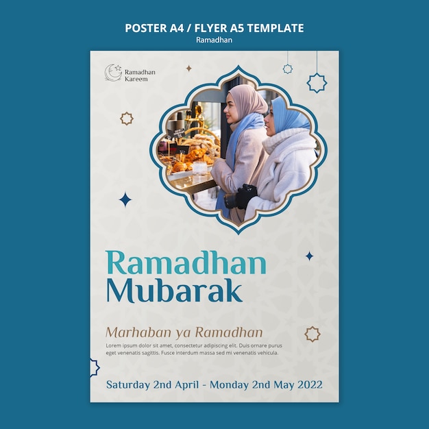 Free PSD flat design ramadan template