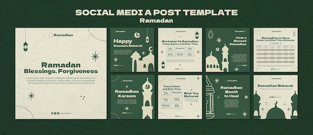 Free PSD flat design ramadan template