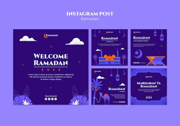 Free PSD flat design ramadan template