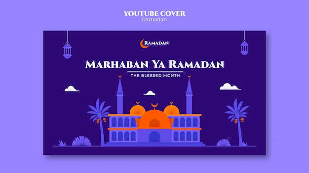 Free PSD flat design ramadan template