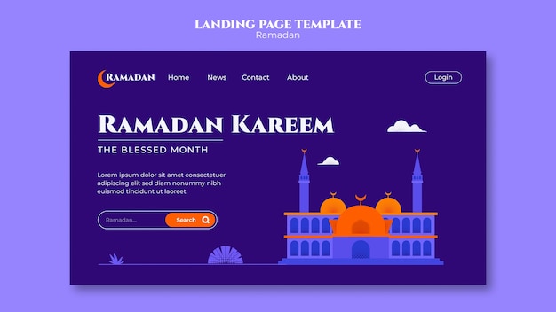 Free PSD flat design ramadan template