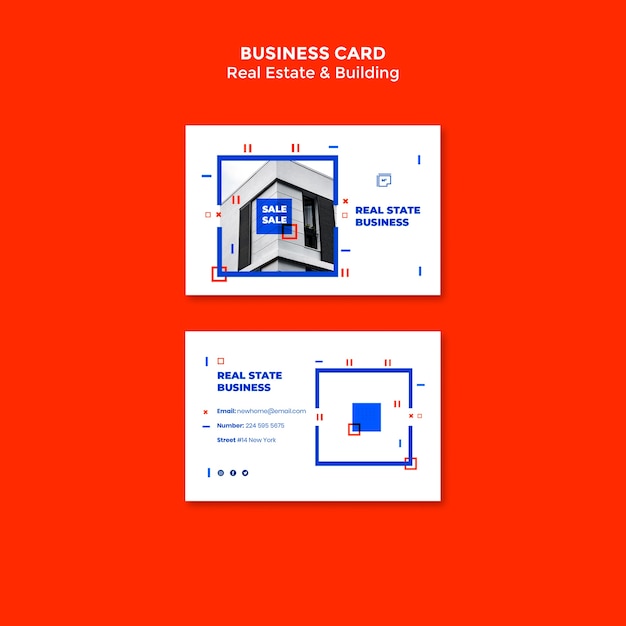 Free PSD flat design real estate business card template