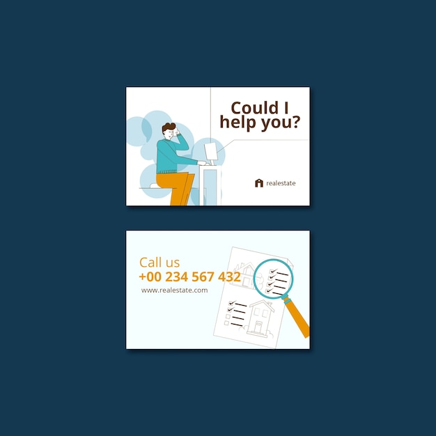 Flat design real estate business card template