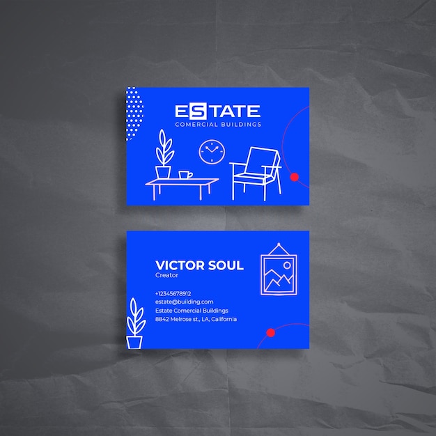Free PSD flat design real estate business card template