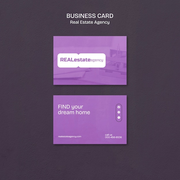 Free PSD flat design real estate business card