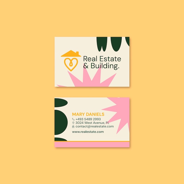 Free PSD flat design real estate business card