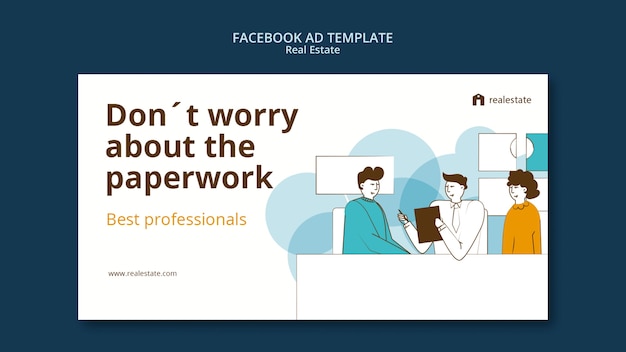 Modello di annuncio facebook per immobili dal design piatto