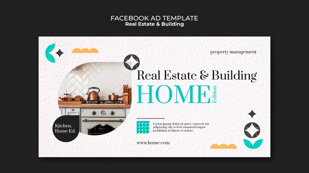 flat design real estate facebook template