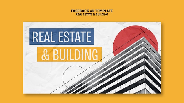 Free PSD flat design real estate facebook template