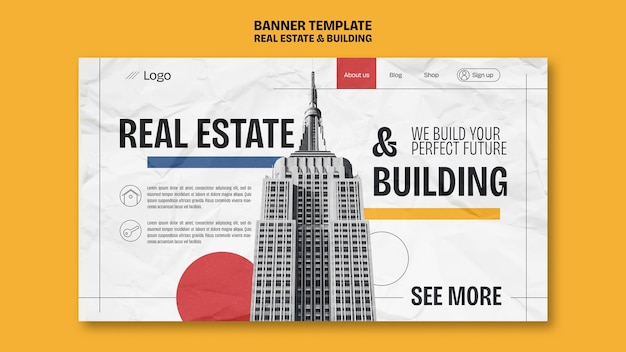 Free PSD flat design real estate landing page