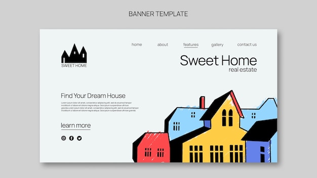 Free PSD flat design real estate template