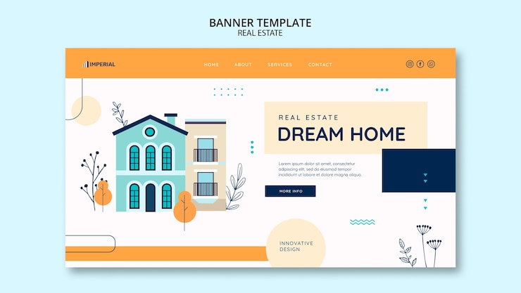 Free PSD flat design real estate template