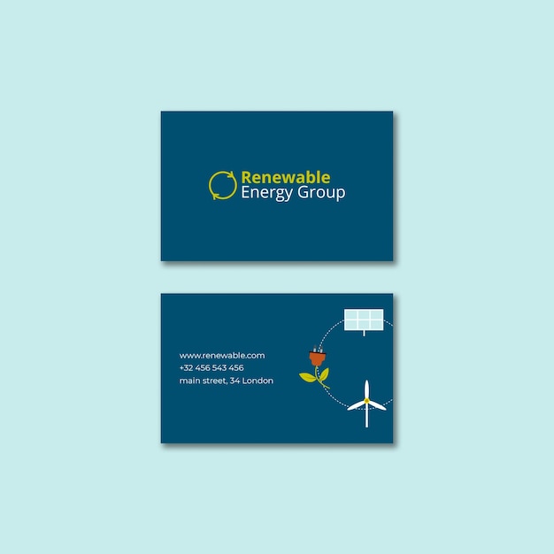 Free PSD flat design renewable energy business card