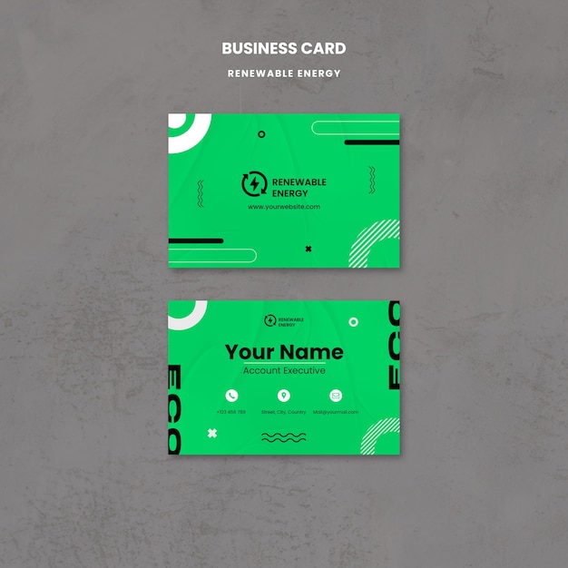 Free PSD flat design renewable energy business card