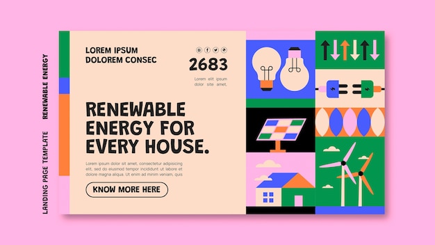 PSD gratuito pagina di destinazione di energia rinnovabile design piatto