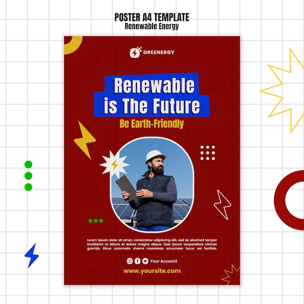 PSD gratuito modello di energia rinnovabile design piatto