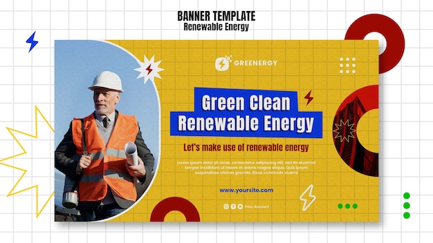 Free PSD flat design renewable energy template