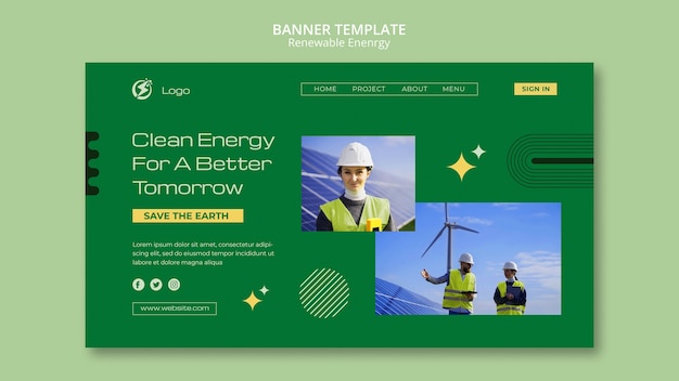 Free PSD flat design renewable energy template