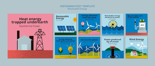 Modello di energia rinnovabile design piatto